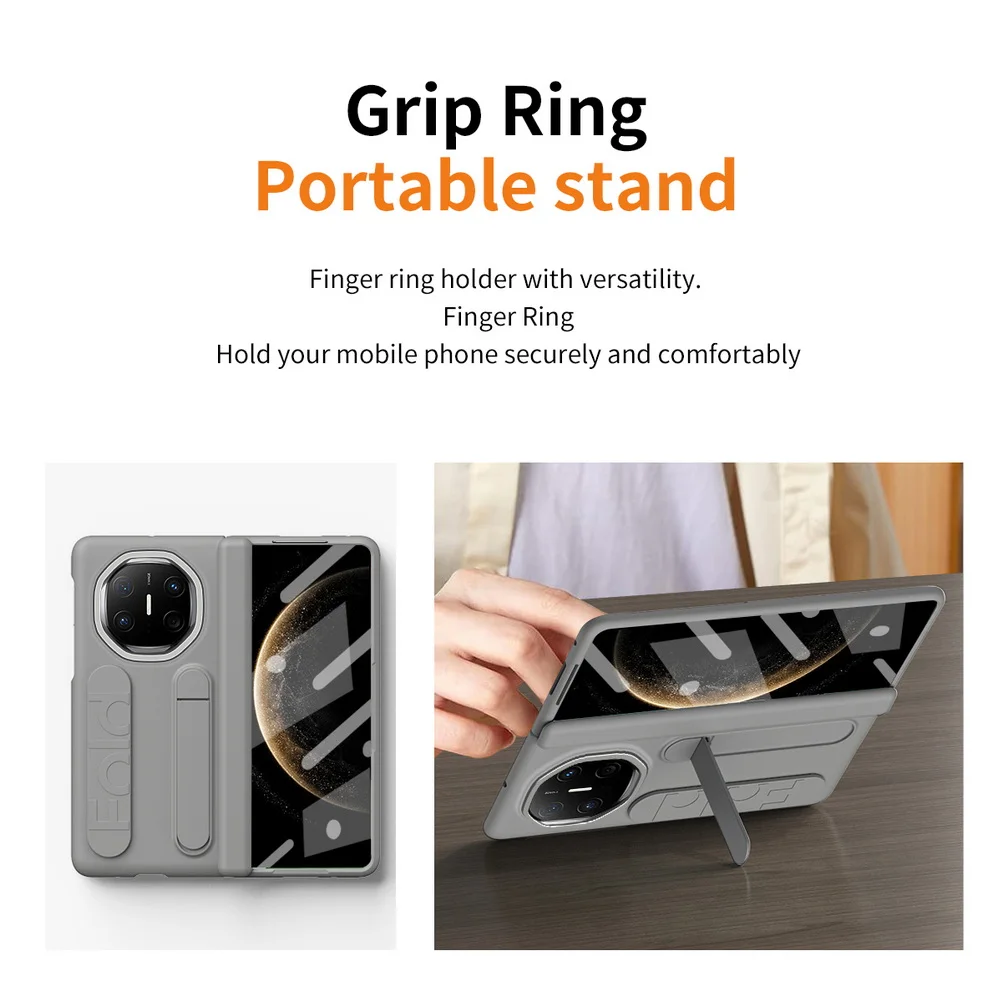 Multifunctional Kickstand Wrist Strap Folding Tempered Glass Protective Case