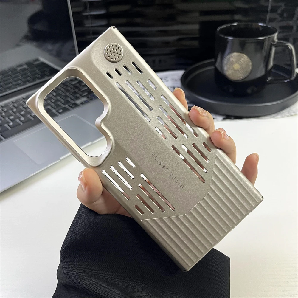 Luxurious Metallic Heat-Dissipating Shockproof Phone Case with Blade Design