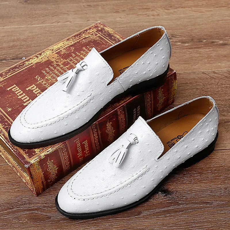 Brand White Tassel Men's Leather Shoes Casual Moccasin Homme Men's Oxford Shoes Flat Men's Boat Shoes Business Men's Loafers