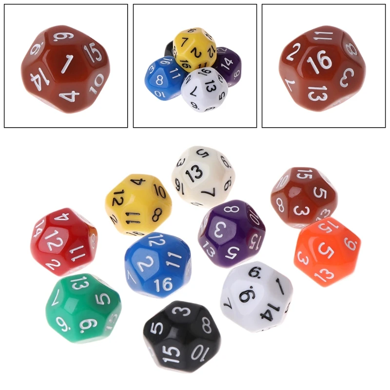 10pcs 16 Sided D16 Polyhedral Dices For Table Games