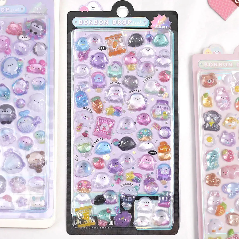 3D Stickers Cartoon Japanese 3D Relief Diamond Gemstone Sticker for Children's and Girls' DIY Mobile Phone Decoration 3d stickers anime motion stickers