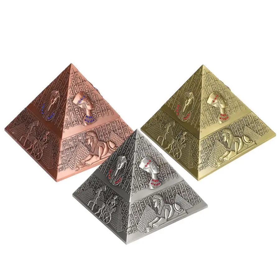 

Living Desk Gifts Decor Ashtray Ashtrays Set Smoking Room Metal Egyptian-pharaoh-pyramid-shape Decor Innovative Ornaments Office