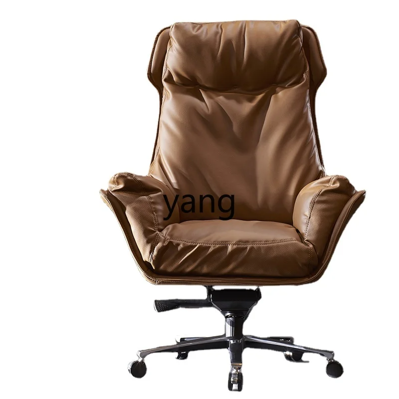 

Yjq Boss Genuine Leather Home Computer Chair Light Luxury Office Reclining President High-End Comfortable Cowhide