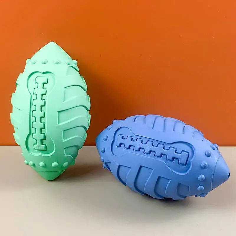 

Dog Chew Toys Treat Dispensing Dog Toys Teeth Cleaning Nontoxic Sturdy Natural Dental Care Dog Toy Rubber Football Dog Toy