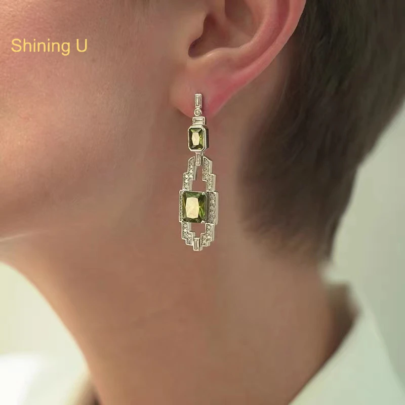 

Сияющие U цветные драгоценные камни винтажные квадратные синтетические камни Danle серьги для женщин модные ювелирные изделия в подарок