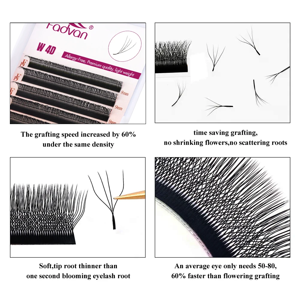 Eyelash Extensions 4D W Shape Premade Volume Fans W Style False Eyelashes Natural Makeup Tools