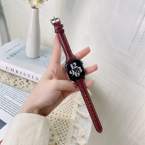 Slim Strap For Apple Watch SE7 6 5 42/44mm Leather Bracelet for Iwatch Band Series 4 3 2 1 38/40mm Accessories 41/45mm
