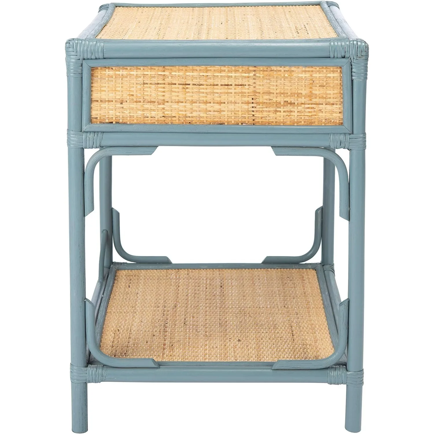 Safavieh Home Collection Roya Rattan 1-Drawer 1-Shelf Nightstand, Blue Grey/Natural 4