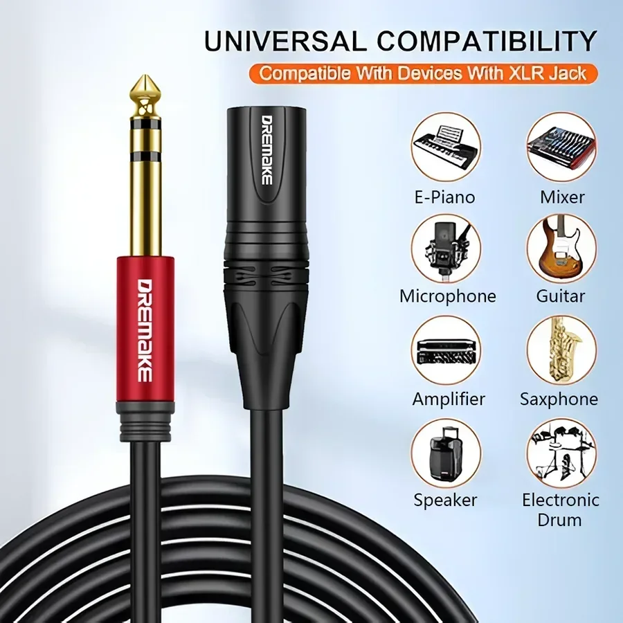 Cavo XLR Maschio A Jack 6.3mm Stereo: 1.5m, Bilanciato - Per Microfono E Audio Professionale - Foto 3