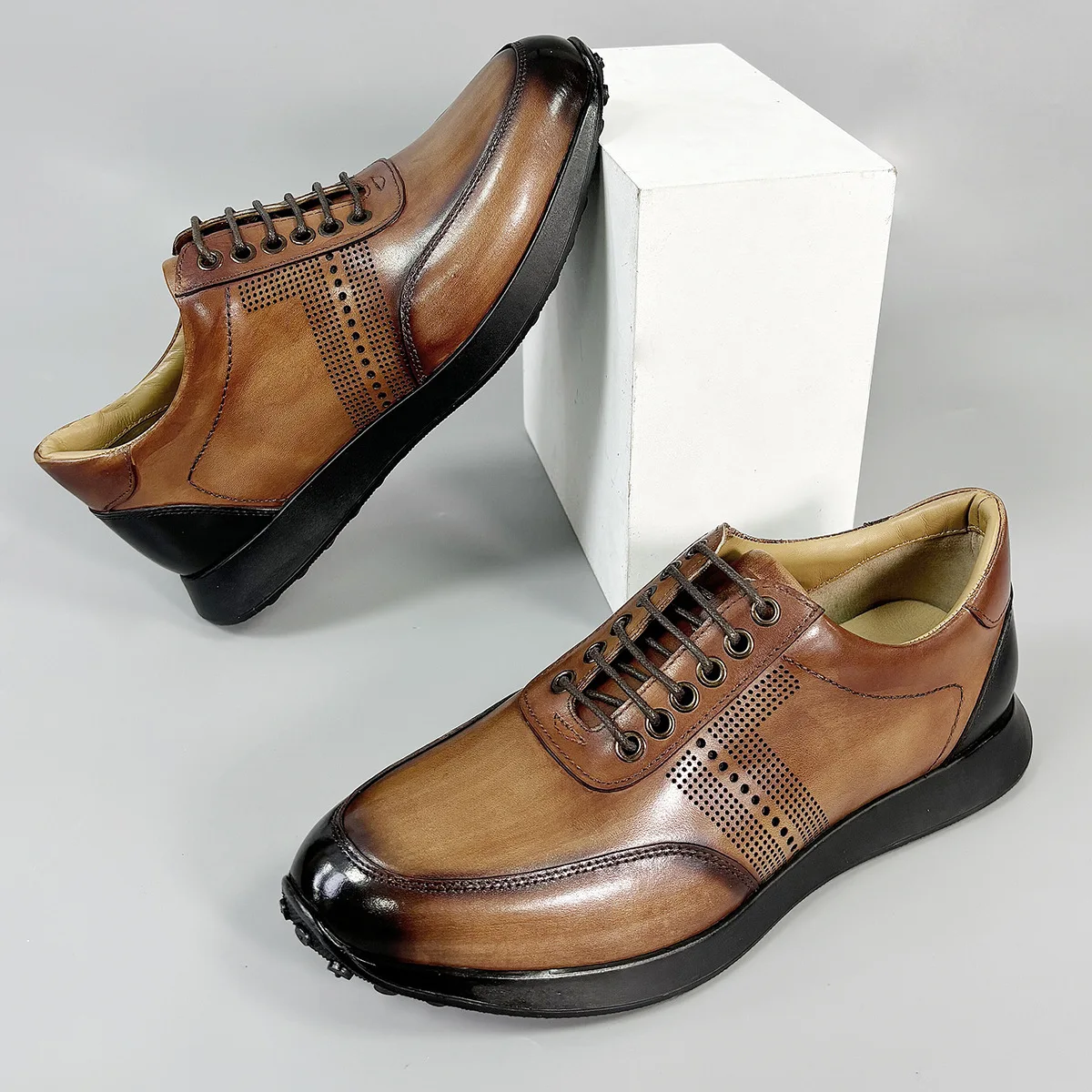 Mens Casual Shoes Genuine Leather Business Work Office Shoe for Men Cow Leather Original Fashion Breathable Sneakers Men 5