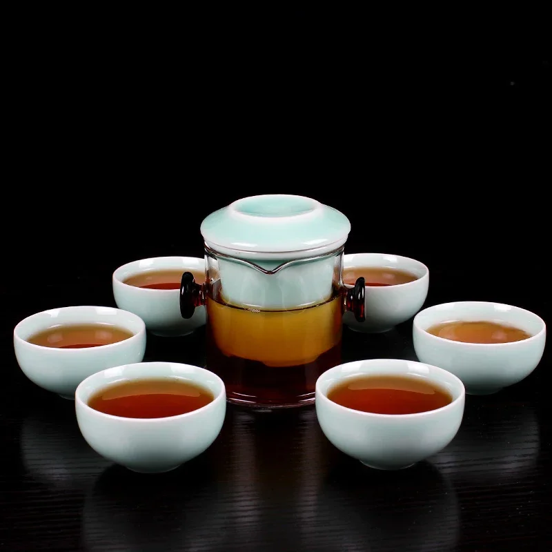 Glass Quik Cup Heat Resistance Borosilicate Porcelain Tea Sets with Filter Coffee Black Tea Pot Chinese Kung Fu Teaports Teacup