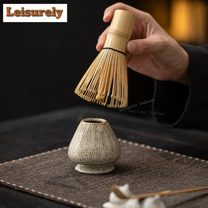 Tao Ye Matcha Set Eight-piece Coarse Pottery Kiln-change Ceramic Tea Bowl Hundred Book Stand Whisk Imitation Song Drinkware Gift