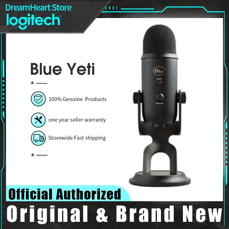 Logitech Blue Yeti USB Microphone Simple Packages for Recording and Streaming 4 Pick up Mode For PC and Mac Live Microphones