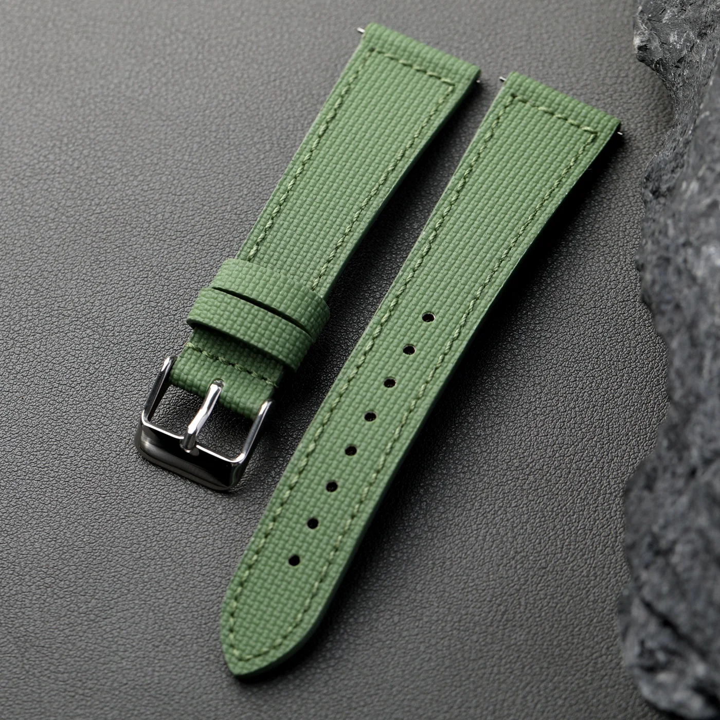 Premium Waterproof Fluororubber Leather Strap - Quick Release, Soft, Retro Design in Blue, Black, and Brown