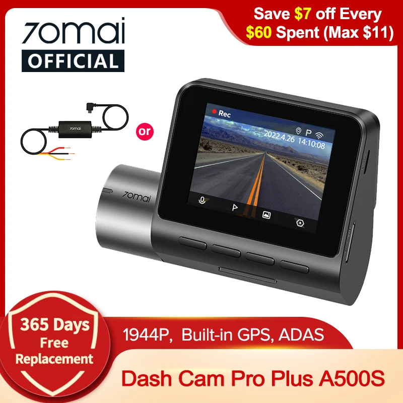 70mai Dash Cam Pro Plus A500 1944p Car Dvr 70mai A500s Built In Gps Front  And Rear Cam App Control Real-time Car Video Recorder - Dvr/dash Camera -  AliExpress