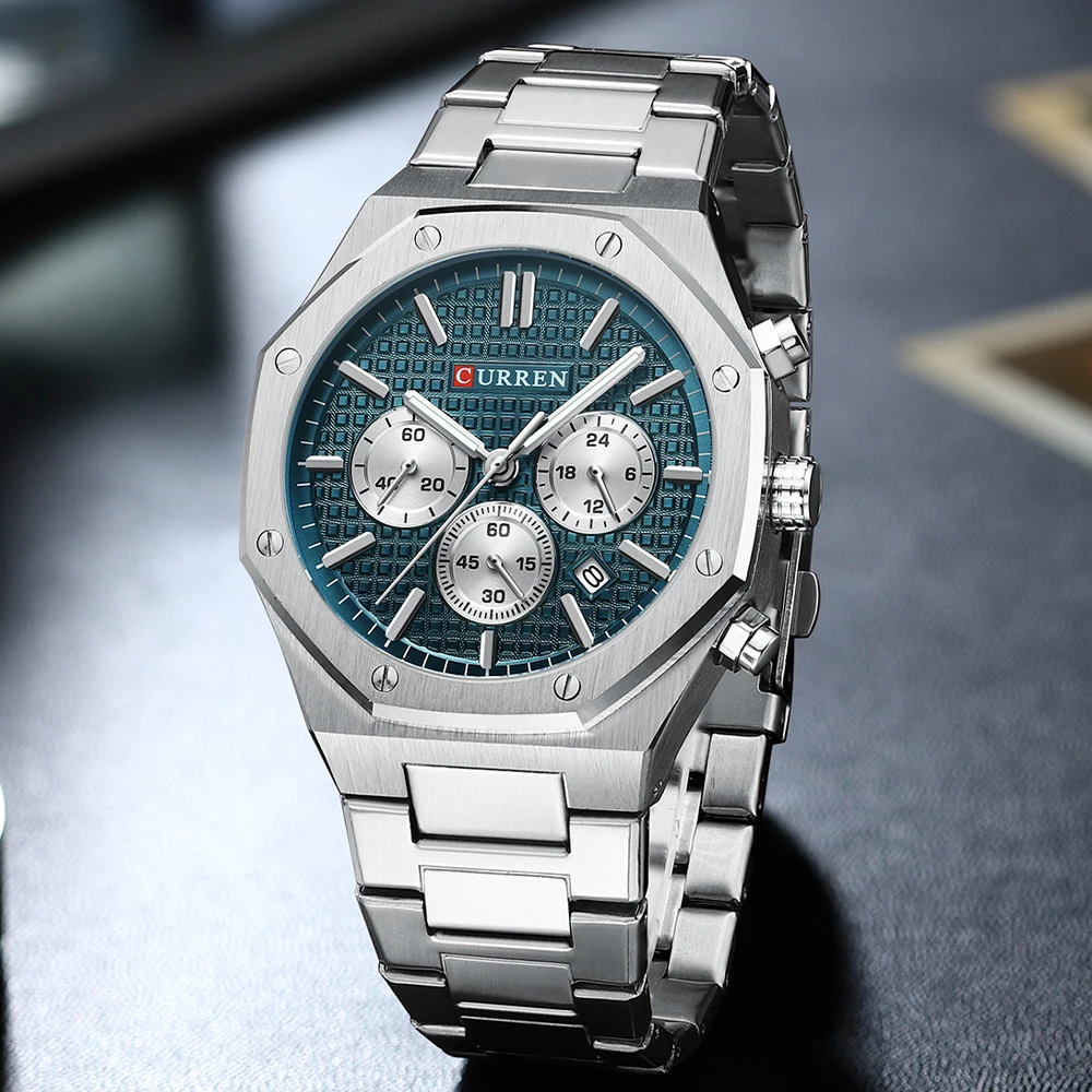 Curren 8440 Men Watch Business Militray Wristwatch 6-Hand Chronograph Quartz Casual Fashion Luxury Relogio Masculino 4