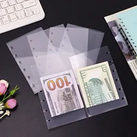 A7 5Pcs Binder Pockets Binder Zipper Folders for 6Ring Notebook Divider Page Waterproof PVC Leaf Document Filing Bag 1