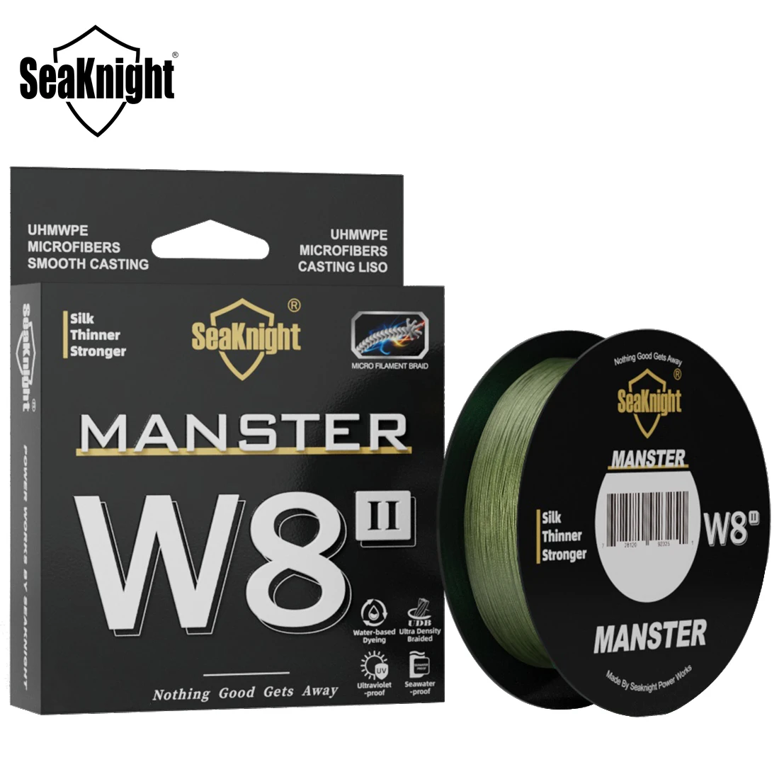 Línea de pesca SeaKnight marca W8 II Series 8 hebras 500m 300m revestimiento anti-UV anti-agua salada, hilo trenzado multifilamento PE