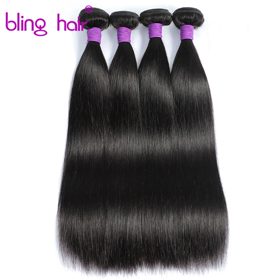 Straight Hair Bundles 1/3/4 /Lots Peruvian Remy Human Hair Bundles No Shed Thick Straight Weave For Women Bling