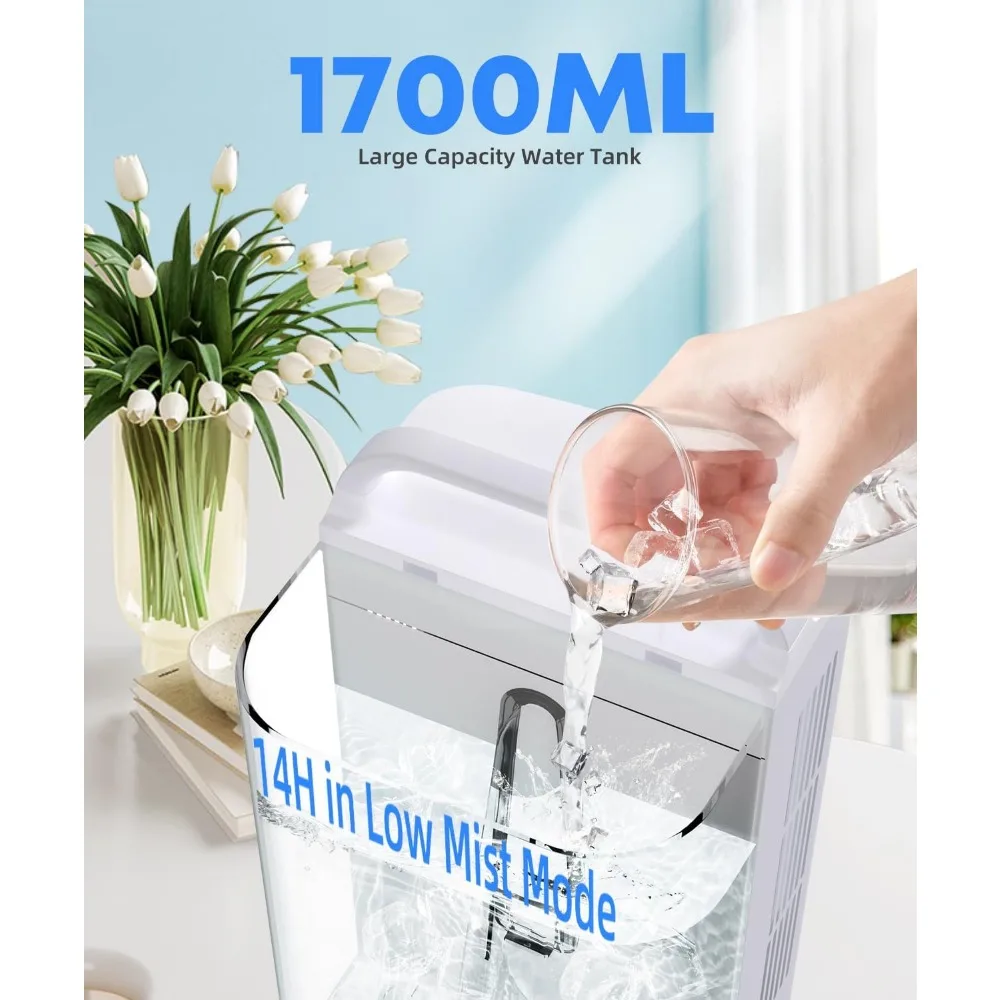 Portable Air Conditioners,1700ml Evaporative Air Cooler with Remote,120° Oscillating Mini Air Conditioner Portable with 3 Speeds 5 Portable Air Conditioners,1700ml Evaporative Air Cooler with Remote,120° Oscillating Mini Air Conditioner Portable with 3 Speeds 5