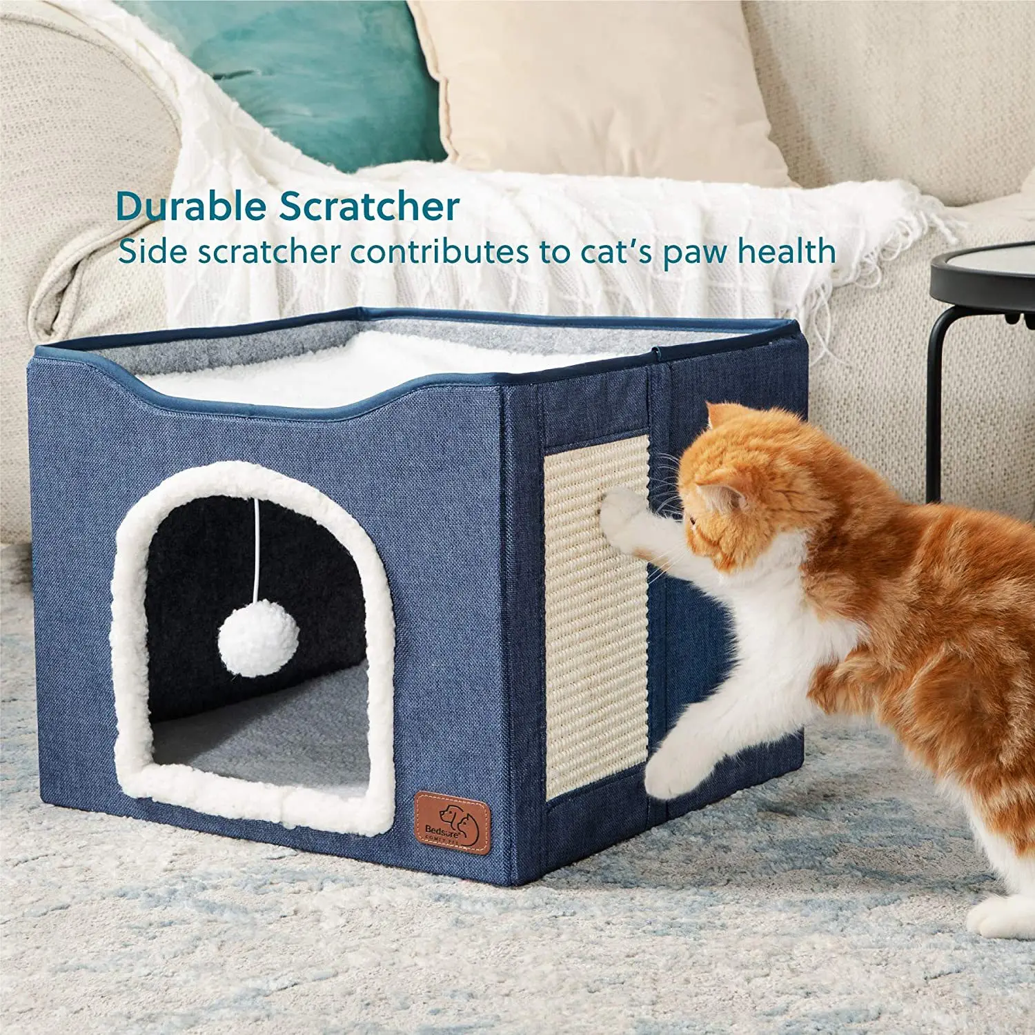 

Foldable Cat House Indoor Fluffy Ball Hanging Dog Cat Soft Plush Bed Removable Washable Multifunction Storage Box Pet Supplies