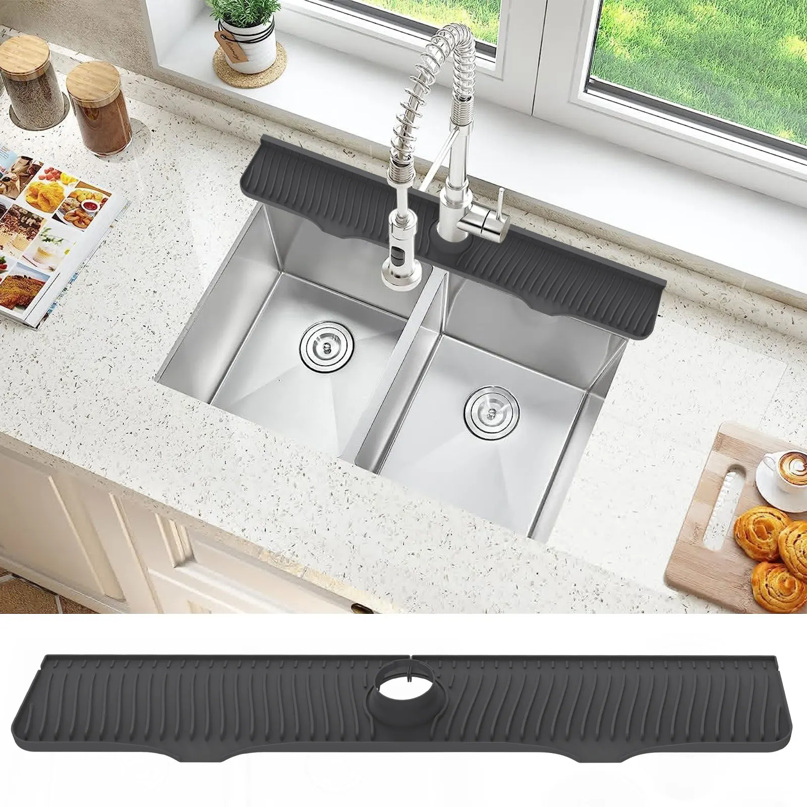 Sink Splash Guard 32 Inch Silicone For Kitchen Bathroom