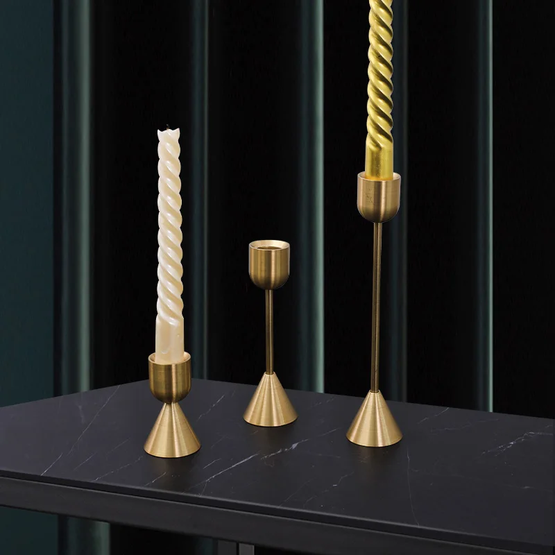 3Pcs/Set Chinese Style Metal Candle Holders Simple Golden Wedding Decoration Bar Party Living Room Decor Home Decor Candlestick