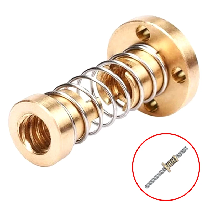 1Pcs T8 Anti Backlash Spring Loaded Nut Brass Elimination Gap Nut Used to upgrade Ender 3 Pro T8 Screw DIY 3D Printer