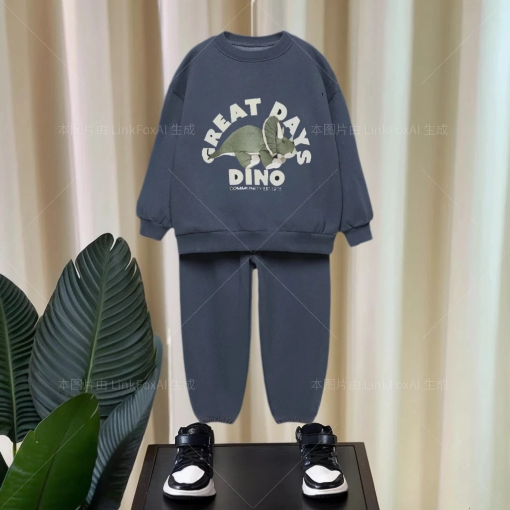 Autumn Children Boy Clothes Set Kid Girls Cartoon Printed Sweatshirts Pullover Top And Pants Suit Long Sleeve Tracksuits