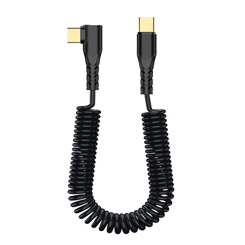Right Angle Coiled USB C Fast Charging Cable