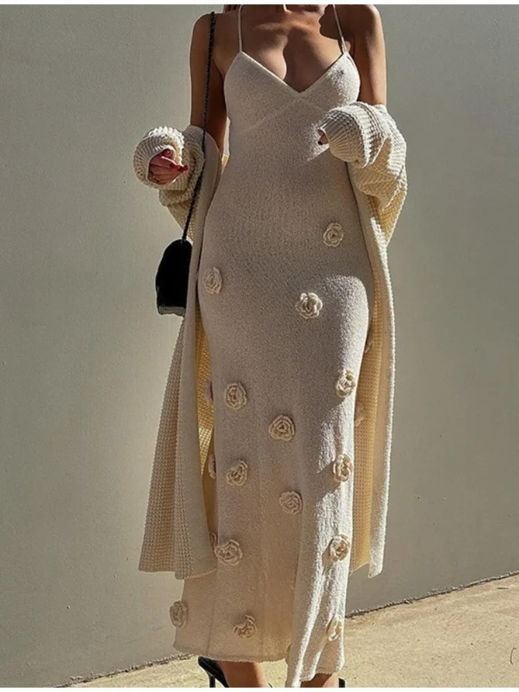 

Женское пляжное платье макси на бретелях-спагетти, с глубоким V-образным вырезом и цветочным 3D принтом, без рукавов, с открытой спиной, лето 2024