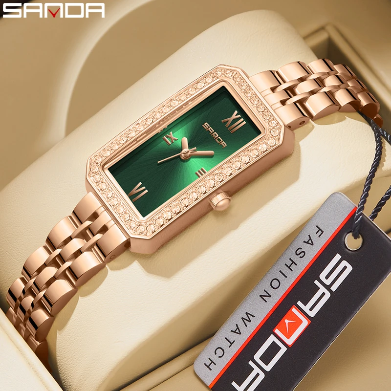 

SANDA 1122 Trendy Design Hot Sale Women Watch Rectangle Dial Waterproof Quartz Business Lady Analog Wristwatch Relogio Feminino