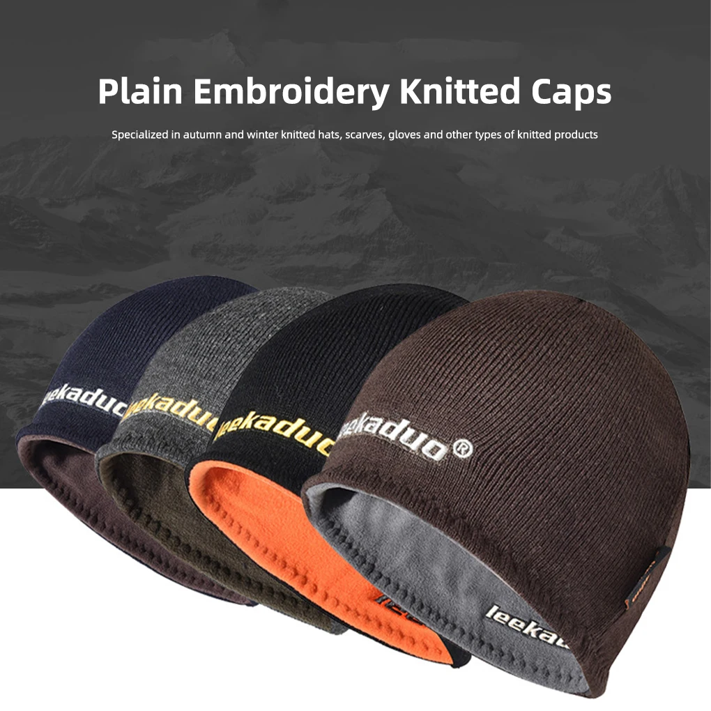 

Man Autumn Knitted Hats Warm-keeping Cap Thickened Skiing Windproof Warm Knitting Headwear for Outdoor Snow Ski Cycling