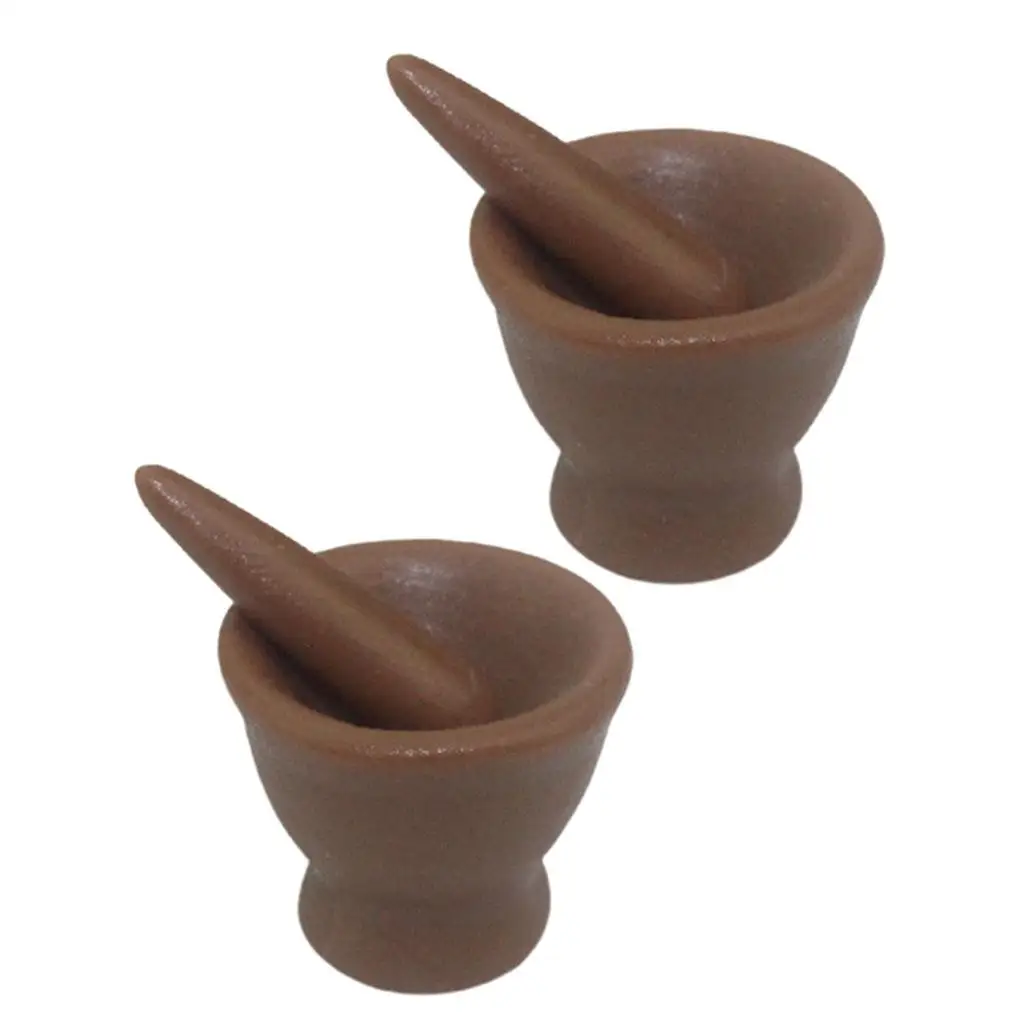 1/12 Dollhouse Ceramic Mortar And Pestle Set Garlic Spices Crusher