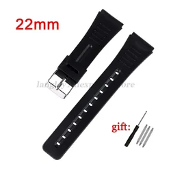Premium Silicone Sport Diving Watchband with Silver Metal Buckle (22mm)