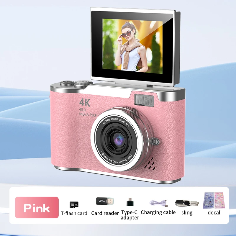 Digital Camera，2.4-inch HD rotating screen，4K video recording，800mAh battery capacity，48 megapixels，Beauty function，Ins  style - 2