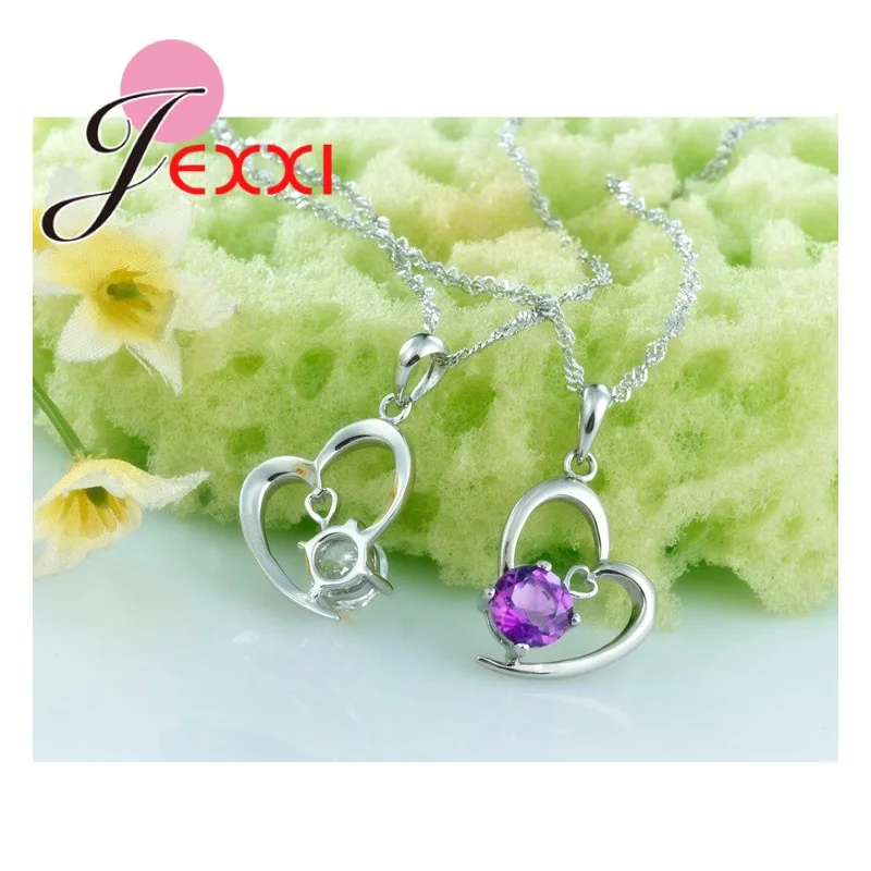 925 Sterling Silver Jewelry Sets Romantic Lovely CZ Crystal Necklace Pendant Earrings Women Valentines Day Wedding silver jewelry set jewelry set silver jewelry crystal jewelry set
