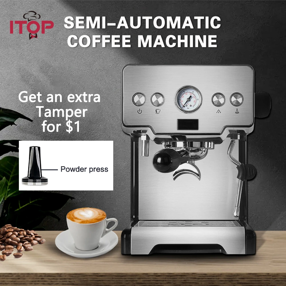 ITOP 15 Bar Italian Type Espresso Coffee Machine with Milk Frother Semi Automatic Cappuccino