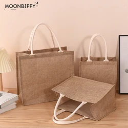 Linen Bags Shopping Bags Linen Bag Hand-painted Cotton Sacks Jute Portable Imitation Sacks Laminated Bags Foldable Shopping Bag