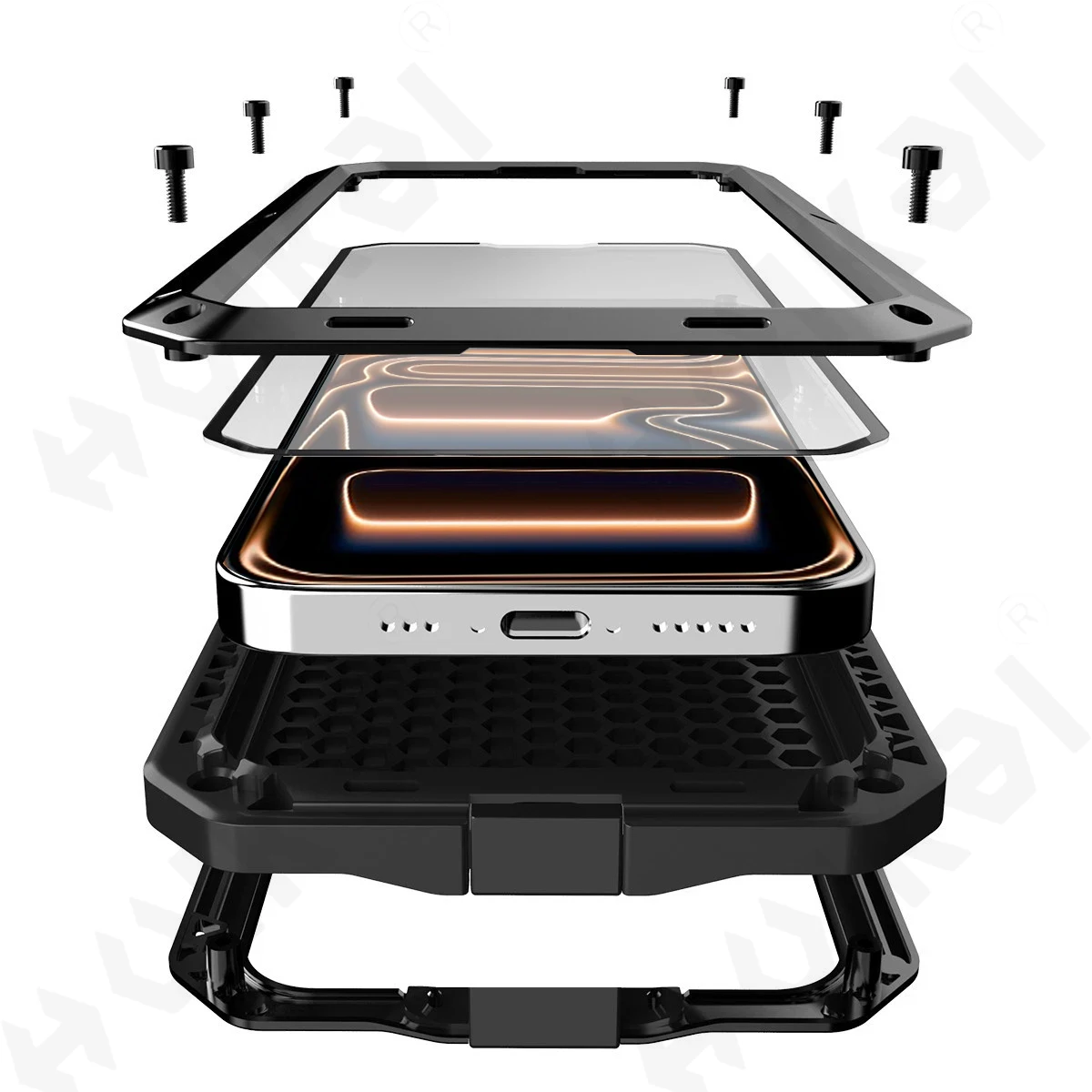 Coque pour iPhone 17 16 15 14 13 12 11 Pro Max XS XR 8 Plus SE métal robuste 360 corps complet antichoc armure housse de protection