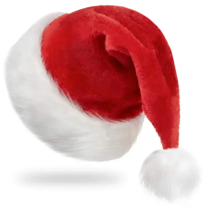Thickened Plush Christmas Hat for Adults Kids Soft Velvet Santa Claus Caps Hats 3/1PCS Xmas New Year Festival Party Decor Gifts