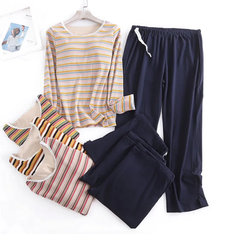 Модный комплект брюк в полоску с длинными рукавами