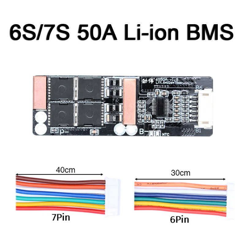 

6S 7S 50A BMS for Li-ion Lithium Battery Hardware Protection Board with NTC Temperature Sensation Overcharge Protection