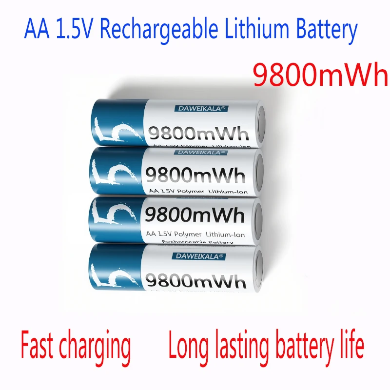 1.5V AA Li-ion AA Rechargeable Battery 9800mWh AA Lithium-ion Battery for remote control mouse small fan Electric toy 1