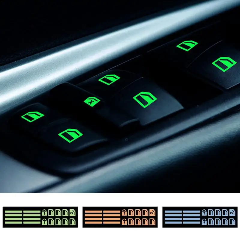 

1Pc Car Window Lifter Luminous Switch Button Stickers with Strong Adhesion Night Safety Switch Decoration Fluorescent Decals