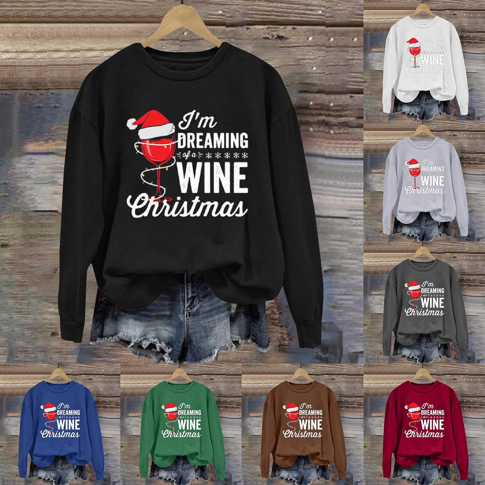

Big Sweatshirts Women Women's Christmas Crew Neck Sweatshirt Long Sleeve Fleece Sweatshirt Holiday Womens Sweatshirts W Hood
