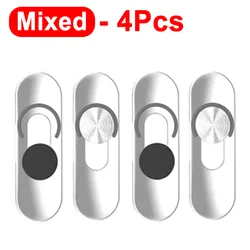 Premium Metal Sliding Webcam Cover with Lens Privacy Transparent Sticker (Mixed - 4Pcs)