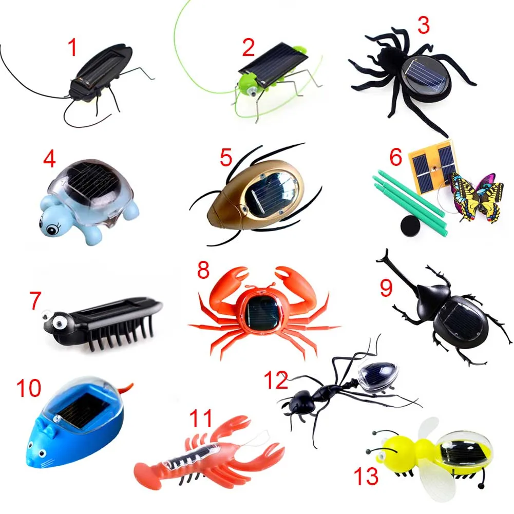 

Kids Toy Solar Power Ant Cockroach Spider Tortoise Crab Butterfly Insect Educational Toys for Boys Girls Birthday Gift