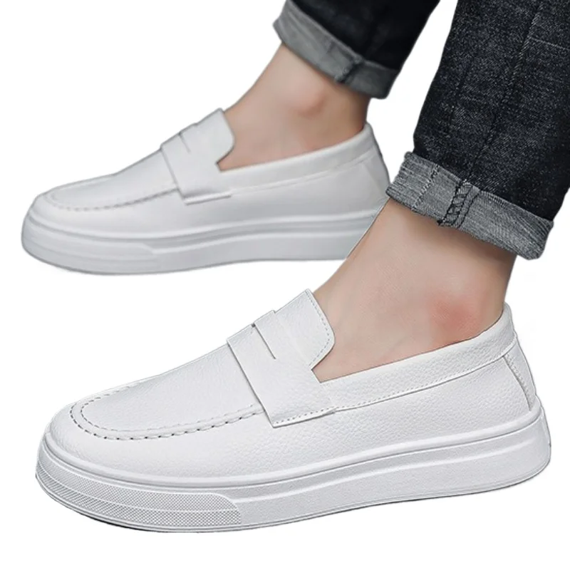 Mens loafers 2025 spring new British style casual leather shoes breathable comfortable trendy mens shoes Walking shoe - 6