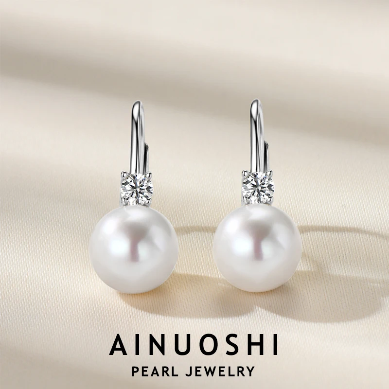 Pendientes De Aro Con Perlas De Moissanita, Plata De Ley 925, Oro De 18 Quilates, Con Certificado De Autenticidad, Perlas De Agua Dulce, Para Mujer, Moissanite